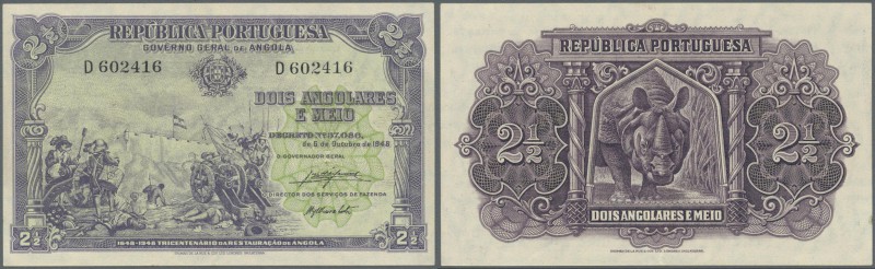 Angola: 2 1/2 Angolares 1948 P. 71, light folds in paper, crisp, condition: VF+ ...