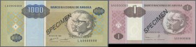 Angola: set of 2 Specimen notes containing 1 Angolar 1999 and 1000 Angolares 1995 P. 135s, 143s, in condition: UNC. (2 pcs)