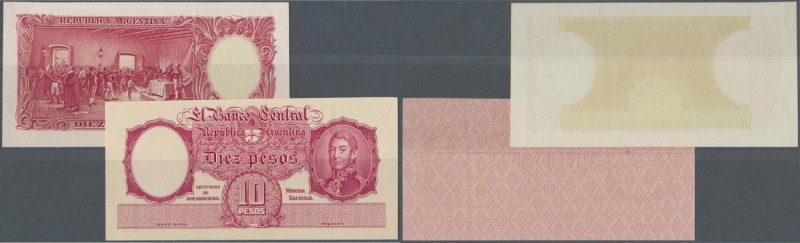 Argentina: 10 Pesos ND Proof Print P. 265p, front and back seperatly printed on ...