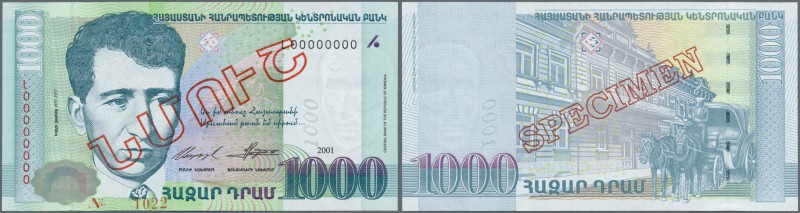 Armenia: Central Bank of the Republic of Armenia 1000 Dram 2001 SPECIMEN, P.50s,...