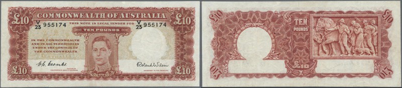 Australia: 10 Pounds ND P. 28, several creases in paper, pressed, no holes or te...