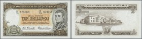 Australia: set of 2 notes 10 Shillings ND KG VI, one pressed (VF) and one in condition aUNC, nice set. (2 pcs)