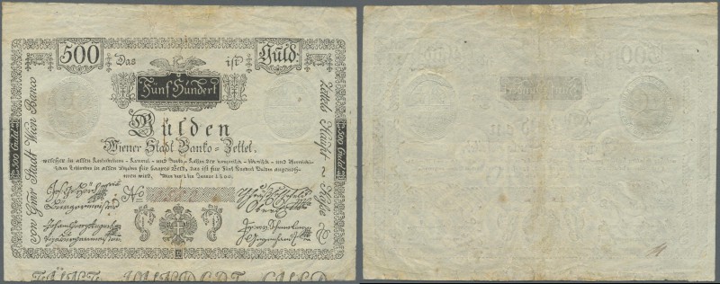 Austria: Wiener Stadt-Banco Zettel 500 Gulden 1800, P.A36a, extraordinary rare a...