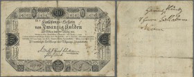 Austria: Privilegierte Vereinigte Einlösungs- und Tilgungs-Deputation 20 Gulden 1811, P.A48a, highly rare note in good condition, lightly stained pape...
