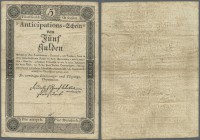Austria: Privilegierte Vereinigte Einlösungs- und Tilgungs-Deputation 5 Gulden 1813, P.A50a, still nice looking note with lightly stained paper and so...