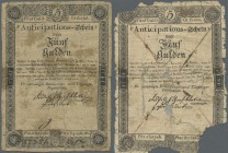 Austria: Privilegierte Vereinigte Einlösungs- und Tilgungs-Deputation pair of two contemporary forgeries of the 5 Gulden 1813, both in well worn / poo...