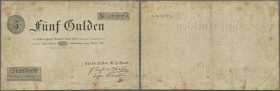 Austria: Oesterreichische National Zettel Bank 5 Gulden 1816, P.A54a, very nice original shape with several folds and lightly toned paper. Condition: ...