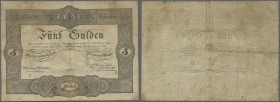 Austria: Privilegirte Oesterreichische National-Bank 5 Gulden 1833, P.A68a, hard to find as an issued note with a few folds, lightly stained paper and...