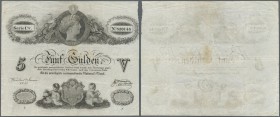 Austria: Privilegirte Oesterreichische National-Bank 5 Gulden 1841, P.A70a, very nice original shape and strong paper, some folds and minor spots at c...