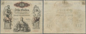 Austria: Privilegirte Oesterreichische National-Bank 10 Gulden 1858, P.A85, nice and attractive note in good condition with several folds, toned paper...