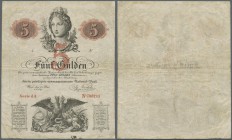 Austria: Privilegirte Oesterreichische National-Bank 5 Gulden 1859, P.A88, nice note in great original shape with strong paper and bright colors, seve...