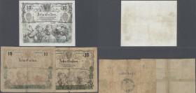 Austria: Privilegirte Oesterreichische National-Bank set with 3 contemporary forgeries of the 10 Gulden 1863, P.A89, one in great condition very simil...