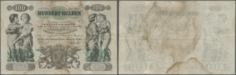 Austria: Privilegirte Oesterreichische National-Bank 100 Gulden 1863, P.A90, ext...