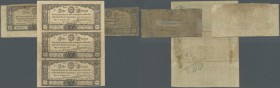 Austria: K.u.K. Hauptmünzamt uncut sheet of 3 notes 10 Kreuzer 1860 with ”Oest.” at lower left & ”Währ.” at lower right on front P.A94 (F/F+), 10 Kreu...