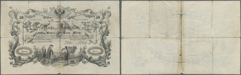Austria: K.u.K. Staats-Central-Casse 50 Gulden 1851, P.A137, extraordinary rare ...