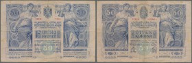 Austria: Oesterreichisch-ungarische Bank / Osztrák-magyar Bank 50 Kronen 1902, P.6, several folds and creases in the paper, some spots and tiny hole a...