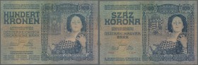 Austria: Oesterreichisch-ungarische Bank / Osztrák-magyar Bank 100 Kronen 1910, P.11, highly rare and seldom offered note in nice used condition with ...