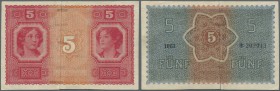 Austria: Progressive proof of the Oesterreichisch-ungarische Bank / Osztrák-magyar Bank 5 Kronen 1918, similar to P. 22 but unknown type, consisting o...