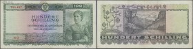 Austria: 100 Schilling 1947, P.124, lightly stained paper with vertical fold and some other minor creases, annotations at lower right and upper left. ...