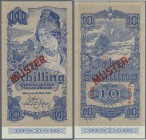 Austria: Austria: 10 Schilling 1945, 2nd issue (2. Ausgabe) Specimen P. 225s, with ”Muster” overprint and ”Muster” perforation, regular serial number,...
