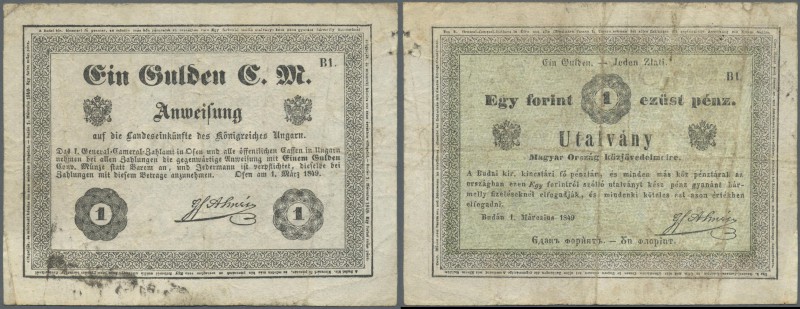 Austria: 1 Gulden / Forint March 1st 1849, P.NL (Richter 413), used condition wi...