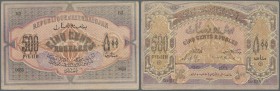Azerbaijan: 500 Rubles 1920 P. 7, light folds in paper, no holes or tears in conditoin: VF.
