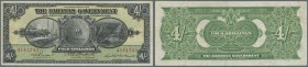 Bahamas: Bahamas: 4 Shillings L.1919, signature BURNS at left, P.2b in nice original condition with bright colors and strong paper with several folds ...
