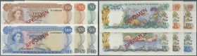 Bahamas: set of 6 SPECIMEN banknotes containing 1, 5, 10, 20, 50 and 100 Dollars ND(1974) SPEICMEN, P. 35s-41s, all in condition: UNC. (6 pcs)