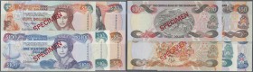 Bahamas: set of 5 SPECIMEN banknotes containing 5, 10, 20, 50 and 100 Dollars ND(1992-95) Specimen P. 52s-56s, all with zero serial numbers, all in co...