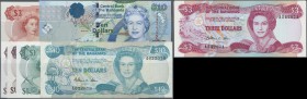 Bahamas: set of 20 notes containing 50 Cents L.1968 (UNC), 1 Dollar L.1974 (aUNC), 50 Cents L.1965 (UNC), 3 Dollars L.1965 (aUNC), 2x 3 Dollars L.1974...
