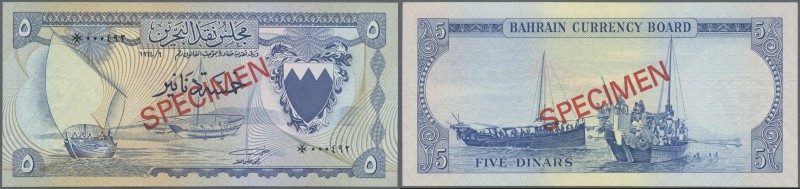 Bahrain: 5 Dinars ND Collectors Series Speicmen with maltese Cross prefix, note ...
