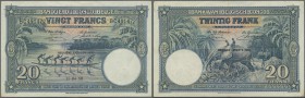 Belgian Congo: Bamque de Congo Belge 20 Francs April 11th 1950, P.15H, excellent condition with vertical and horizontal folds and minor spots. Conditi...