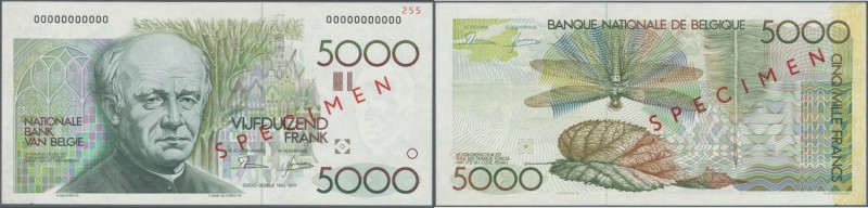 Belgium: 5000 Francs ND(1982-97) Speicmen P. 145s, zero serial numbers, specimen...