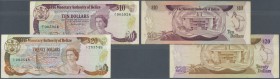 Belize: set of 2 notes containing 10 Dollars 1980 P. 40 (F+) and 20 Dollars 1980 P. 41 (VF-), nice set. (2 pcs)