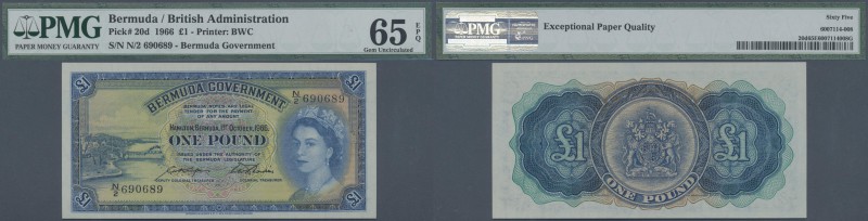 Bermuda: 1 Pound 1966 P. 20d, PMG graded 65 Gem UNC EPQ.