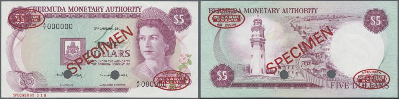 Bermuda: 5 Dollars 1981 Specimen P. 29bs in condition: XF+ to aUNC.