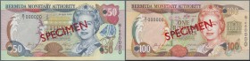 Bermuda: complete set of 1 - 100 Dollars 2000 Specimen P. CS2, all in condition: UNC. (6 pcs)