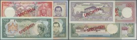Bhutan: set of 4 Specimen notes containing 10, 2x 100 and 500 Ngultrum P. 18s, 26s, 22s, 25s, the 100 Ngultrum P. 25s is VF+ condition, all others are...