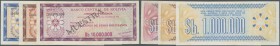Bolivia: set of 4 Specimen notes containing 1 Million, 5 Millon and 10 Million Pesos 1985 Cheques de Gerencia P. 192s-194s in condition: UNC. (3 pcs)