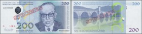 Bosnia & Herzegovina: Centralna Banka Bosne i Hercegovine 200 Konvertibilnih Maraka 2002 SPECIMEN, P.71s with red overprint ”Specimen” at center and S...