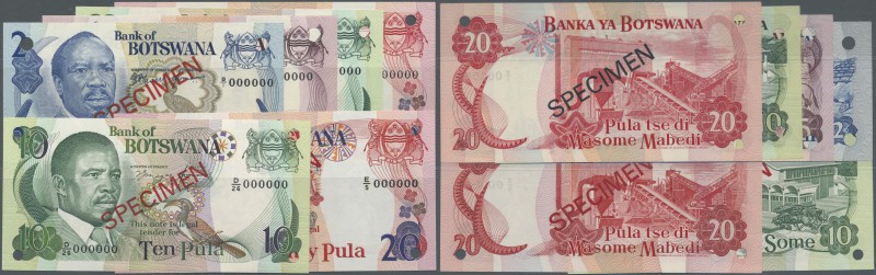 Botswana: set of 6 Specimen notes containing 2-20 Pula ND(1976-79) P. 2s-5s and ...
