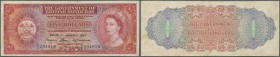 British Honduras: 5 Dollars 1970 P. 30c, used with folds and creases, one 0,5 cm border tear at upper border, no holes, still strong paper with crispn...