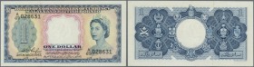 British North Borneo: 1 Dollar 1953 P. 1 with only a very light and hard to see center fold, condition: XF+.