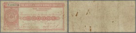 British North Borneo: British North Borneo: 25 Cents 19xx (without stamped, or handwritten date), P.12 in well worn condition with many folds, stained...
