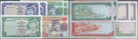 Brunei: set of 6 notes containing for example 5 Ringgit 1986 P. 7b in UNC but also 2x 1 Ringgit 1988 in UNC, 5 Ringgit 1989, 1995 and 10 Ringgit 1989 ...