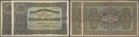 Bulgaria: Set of 2 notes 50 Leva ND(1917) P. 24, both folded but one of them more used than the other. So we have one note in VF and one in F+, nice s...
