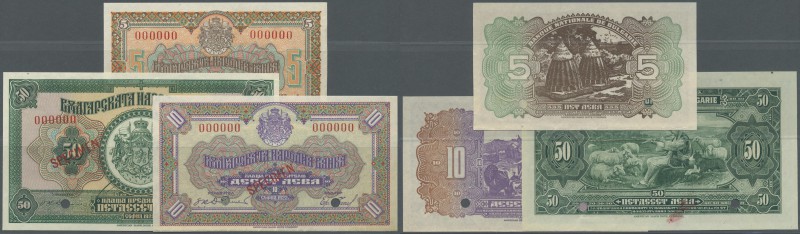 Bulgaria: highly rare Specimen set of the 1922 series, comprising 5, 10 and 50 L...