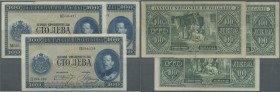 Bulgaria: Set with 3 Banknotes 100 Leva 1925, P.46, nice original shape with bright colors and strong paper, slightly yellowed paper and a few creases...