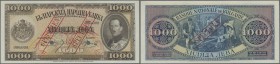 Bulgaria: 1000 Leva 1925 SPECIMEN, P.48s with a very soft diagonal bend at lower right center, otherwise perfect. Condition: aUNC/UNC