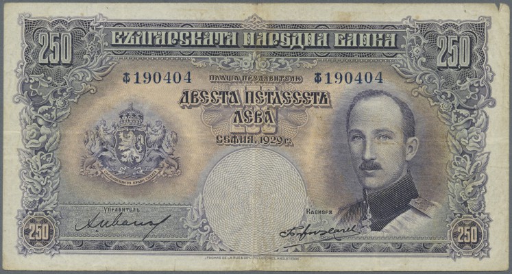 Bulgaria: pair of the 250 Leva 1929, P.51, both notes in Fine condition with sta...